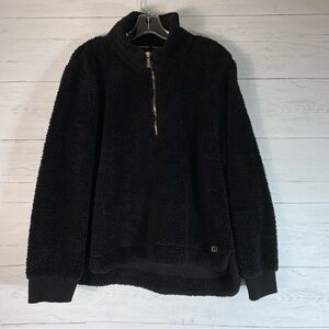 Calvin Klein Quarter Zip Fuzzy Sherpa Fleece Jacket Women’s Size XL Black
